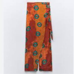 NWT Zara woman’s printed chiffon wrap wide pants, size S